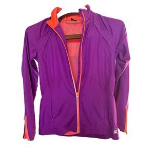 HIND Womens Windbreaker S Purple and Pink Zippered Mesh Moisture Wicking Reflect
